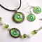 Set mandala spirala galben cu verde, set bratara, cercei si pandantiv 32953