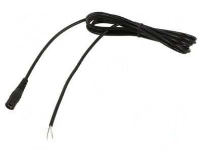 Cablu DC 5,5/2,1 Soclu Drept Negru 1,5m 1x0,5mm2 foto