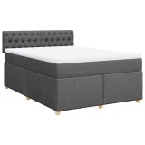 Cumpara ieftin Pat continental cu saltea, gri inchis, 160x200 cm, tesatura