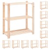 Gossi etajere cu 3 niveluri, 10 buc., 80x38x90 cm, pin masiv, 150 kg
