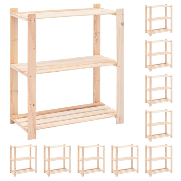 Gossi etajere cu 3 niveluri, 10 buc., 80x38x90 cm, pin masiv, 150 kg