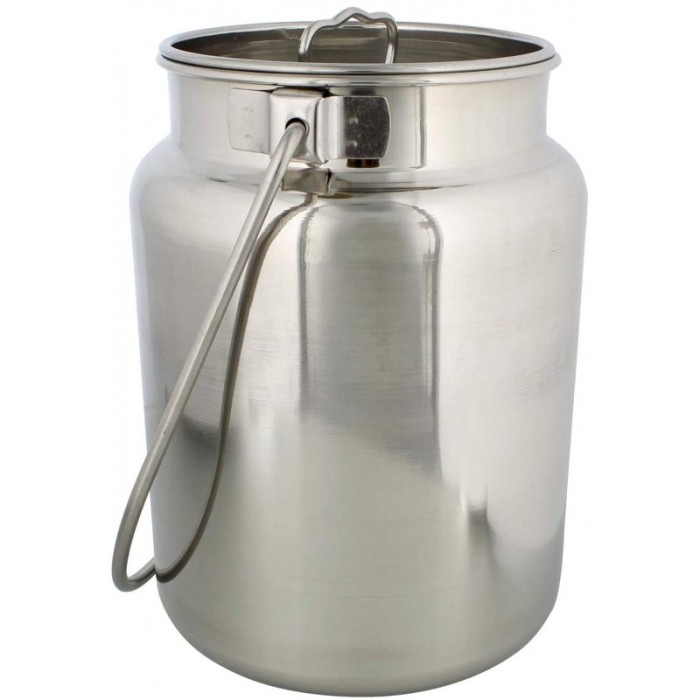 Bidon din inox Grunberg 10l IRL100 cu capac si maner pentru lapte, miere sau