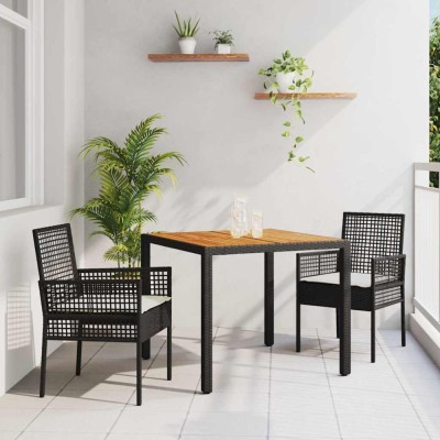 vidaXL Set de masă pentru grădină 3 pcs Negru Rattan poli 3334901 foto