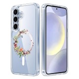 Husa pentru samsung galaxy s25 plus, atasare magnetica, magsafe, pink wreath 21, clear