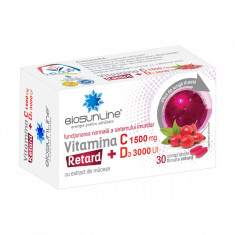 Vitamina C 1500mg + D3 3000UI Retard, 30 comprimate filmate, BioSunLine