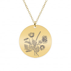 Flora - Colier personalizat buchet flori banut din argint 925 placat cu aur galben 24K