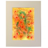 E2. Tablou Abstract auriu, 2022, acuarela pe hartie cu cadru de Passpartout, RavariuArt