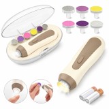 Pila Electric Unghii Bebelusi Montessori, 6 Capete Incluse, Design Ergonomic Rotund, Motor Silentios cu Lumina LED, Ingrijire Sigura pentru Nou-Nascut