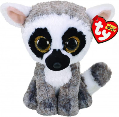 Jucarie Plus Ty Boos Linus Lemur Alb Si Gri Plus 15 Cm TY 36224 foto