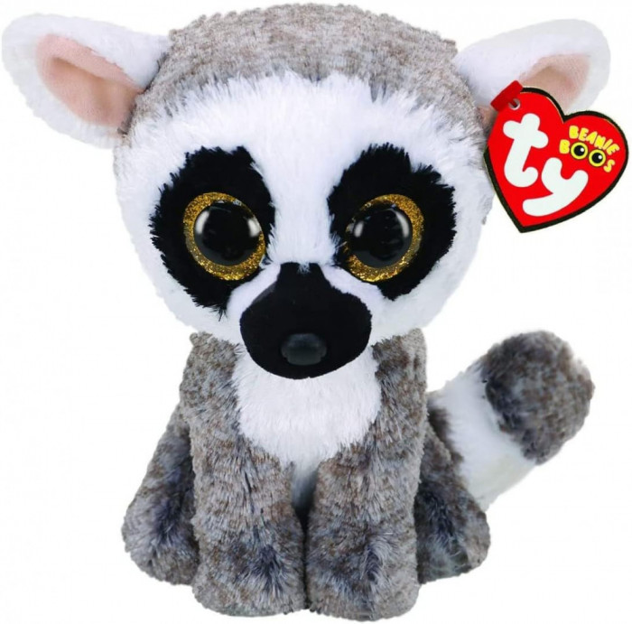 Jucarie Plus Ty Boos Linus Lemur Alb Si Gri Plus 15 Cm TY 36224