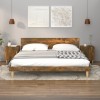 Set 2 Noptiere Perete Stejar Afumat 40x40x50 cm Lemn Prelucrat cu Usa, Montaj Facil, Moderne pentru Dormitor
