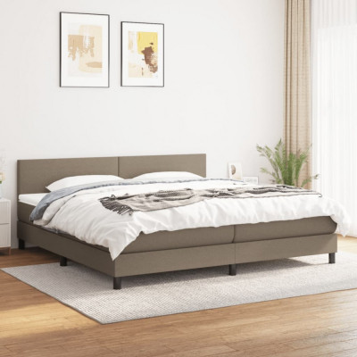 vidaXL Pat box spring cu saltea, gri taupe, 200x200 cm, textil foto