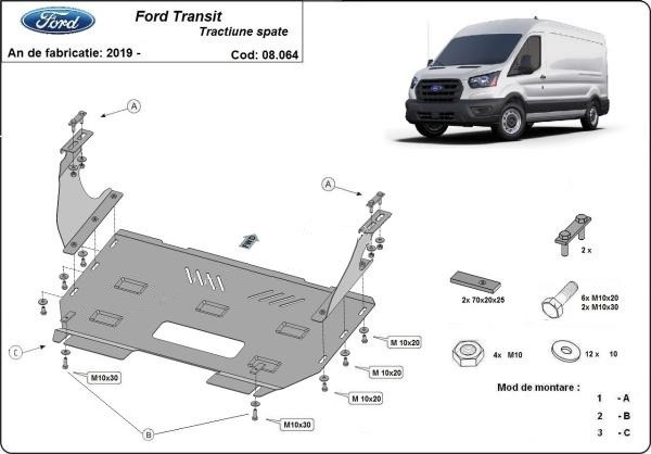 Scut motor metalic Ford Transit Tractiune Spate 2019-prezent