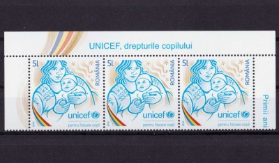 RO 2018 LP 2213 &amp;quot;UNICEF , drepturile copilului&amp;quot; - straif de 3 din minicoala ,MNH foto