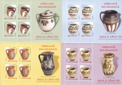 CERAMICA ROMANEASCA OALE SI CANI II,SET 4 BLOCURI,2007, Lp.1788a,MNH ** ROMANIA foto