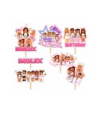 Set 8 Toppere Model Roblox Girl pentru Tort, Carton Foliat