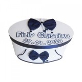 Cutie trusou botez personalizata, decor funda bleumarin, Denikos&reg; 217