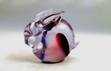 figurina vintage din cristal GILDE iepure arta in sticla miniatura paperweight lucrata manual violet alb si transparent eticheta