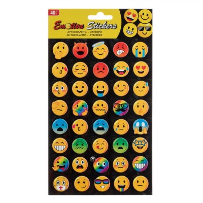 Set Autocolante, Model Emoji, Set 40 Bucăți, Multicolor foto