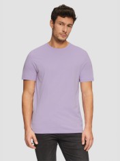 Tricou barbati din bumbac cu decolteu la baza gatului, logo, Lila (Marime: XL) foto