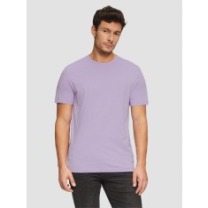 Tricou barbati din bumbac cu decolteu la baza gatului, logo, Lila (Marime: L)
