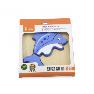 Puzzle din lemn - delfin, Viga foto