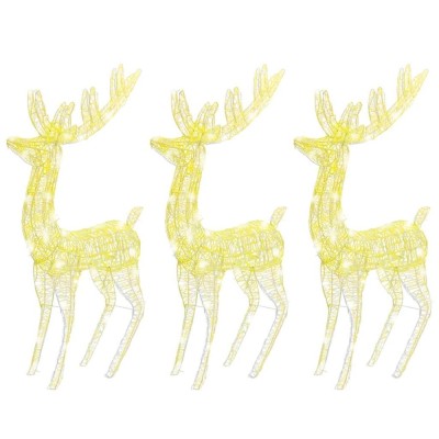 Ren de Craciun 250 LED-uri, 3 buc., alb cald, 180 cm, acril XXL foto