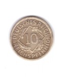 Moneda Germania 10 pfennig 1925 D, stare buna, curata