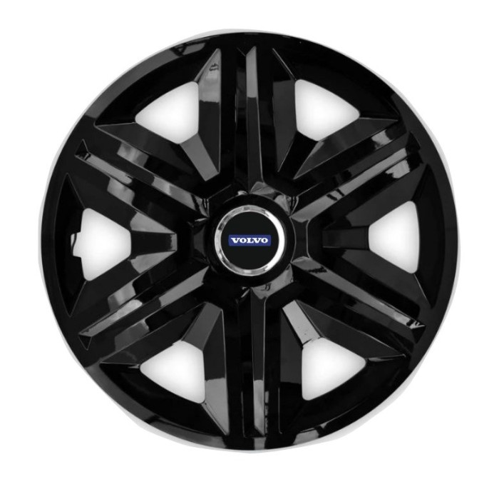 Set 4 capace roti hubcaps fast black R15 pentru gama auto Volvo