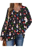 Tricou casual de iarnă pentru femei cu m&acirc;neci lungi, oversize, decolteu &icirc;n V, ușor