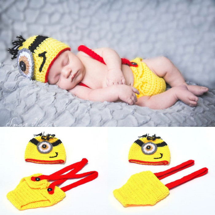 Costum crosetat Minion/Mario/ politist sedinte foto/botez