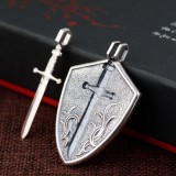 Cumpara ieftin Pandantiv din Argint 925 , zMedieval Guardian, , Scut Texturat cu Sabie DetaE abila