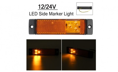 Lampa laterala LED Galbena 12-24V foto