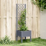 Jardiniera Gradina cu Spalier vidaXL, Albastru Gri, 40x40x142cm, PP, Aspect Ratan, Ghiveci Inalt pentru Plante Cataratoare