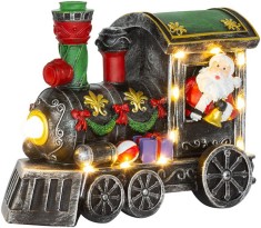 MagicHome Decora?iuni de Craciun, locomotiva de Craciun cu Mo? Craciun, LED, 3xAA, interior foto