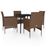 Set de servit masa pentru gradina, 5 piese, maro si negru