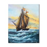 Tablou Velier pictat manual 50x40cm pictura ulei pe panza, gata de agatat pe perete