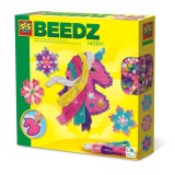 Set creativ pentru copii cu 1400 margele de calcat, Unicorn, Ses Creative, +5 ani