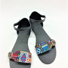 Sandale dama din piele Traditional Pattern Ada