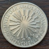 (A958) MONEDA DIN ARGINT GERMANIA - 10 MARK 1972, LIT. F, OLIMPIADA DE LA MUNCHEN, Europa