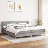 vidaXL Pat box spring cu saltea, gri deschis, 200x200 cm, textil