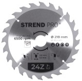 Disc circular Strend Pro TCT 210x2.6x30/20 mm, 24 dinti (24Z), pentru lemn