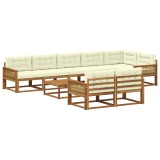 vidaXL Set de canapele de exterior cu pernă 9 pcs Natural și Crem 3382688