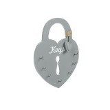 Suport decorativ pentru chei, Inima Lacat, 20x25 cm, Lemn, ATU-086515, Oem