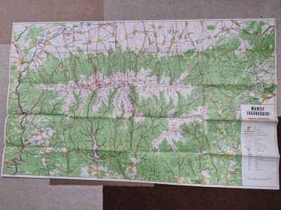 harta muntii fagaras - din anul 1986 - dimensiuni 90/52 cm foto