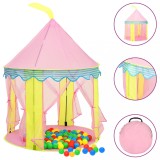 Cort Joaca Copii vidaXL Roz 100x100x127cm Tip Castel Poliester, Interior/Exterior, Portabil cu Geanta