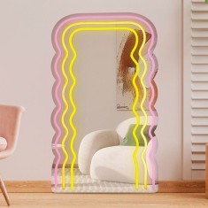 Oglinda Dreptunghiulara Alba cu LED Neon &amp; Model Valuros