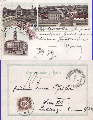 Cernauti , Bucovina - litografie -editura Krug foto