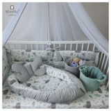 Cosulet bebelus pentru dormit Baby Cocoon 90x50 cm Forest friends GreyMint, Miminu