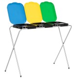 Cos de gunoi selectiv cu 3 compartimente, cadru metalic si capace PP, 98x42x74 cm Household NewTrend